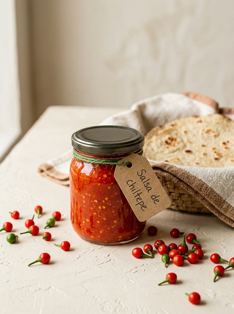 Frasco de salsa de chiltepe